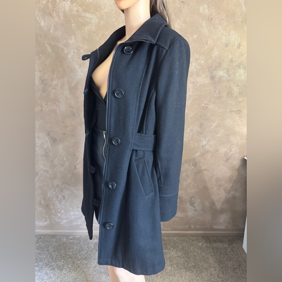 Y2K ESPRIT Wool Coat Black Peacoat for Women Vintage Black Jacket Sz L - Picture 8 of 11